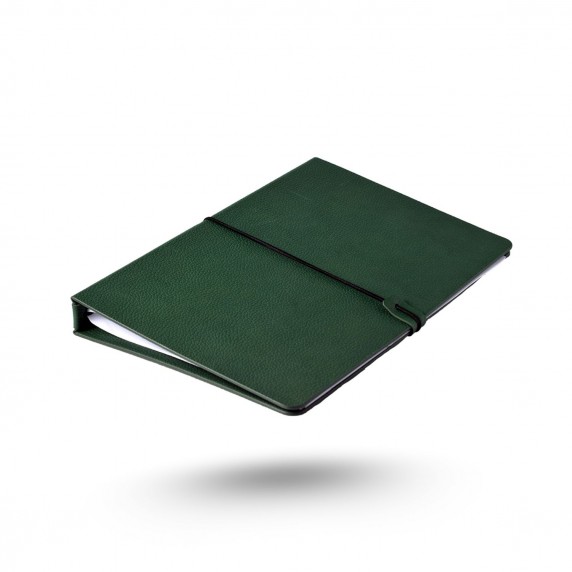 Yeşil Renk Termo Deri Kapaklı Lastikli ve Cepli Defter